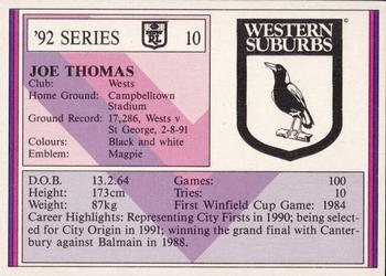 1992 Regina NSW Rugby League #10 Joe Thomas Back